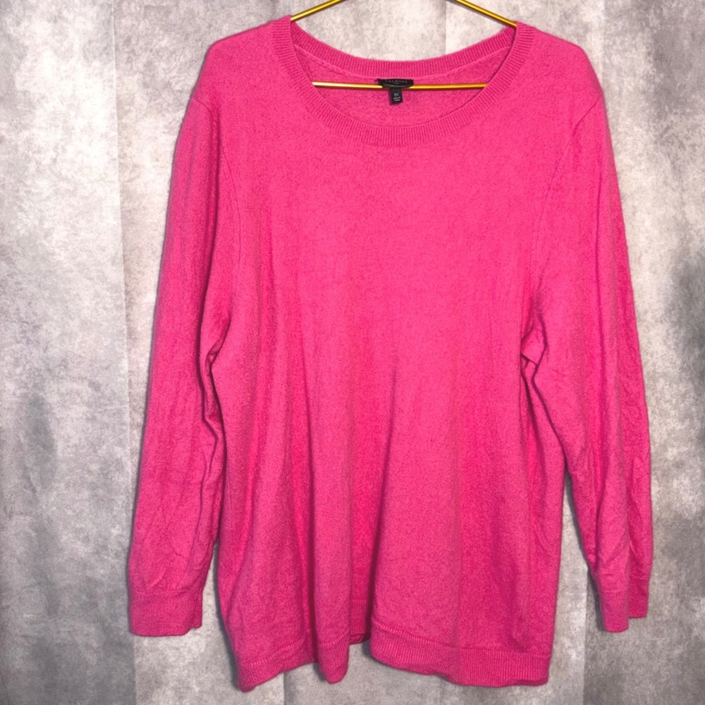 Talbots Plus Crewneck Cashmere Sweater Womens 3X Pink Quiet Luxury Old Money